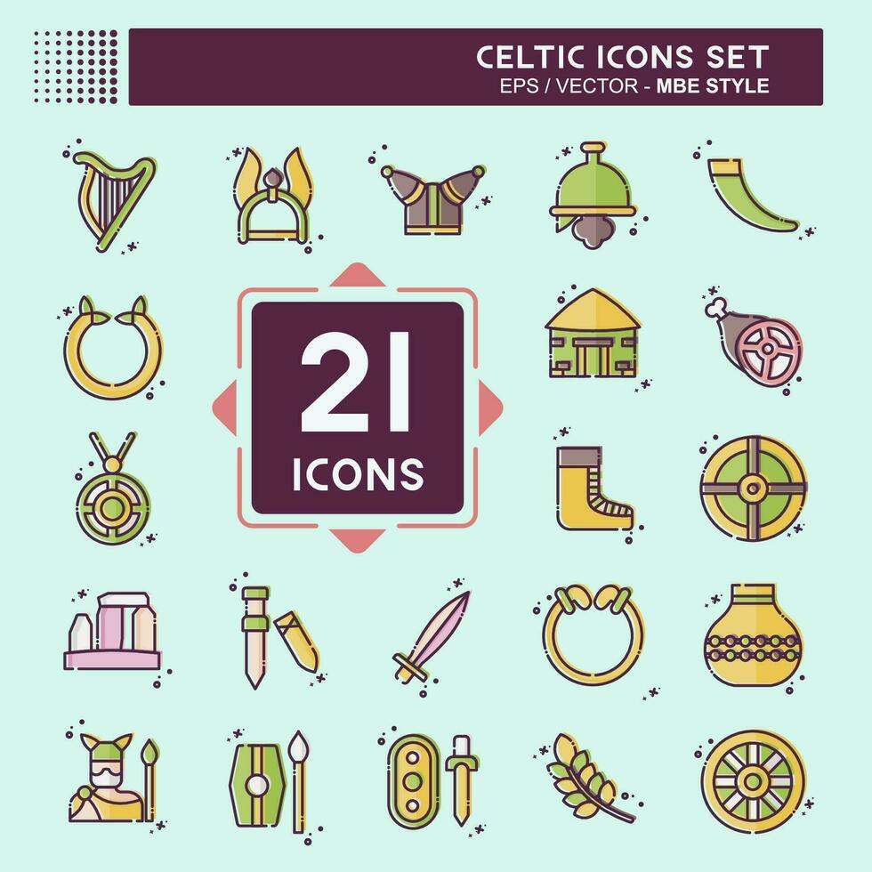 Icon Set Celtic. related to Mythology symbol. MBE style. simple design editable. simple illustration vector
