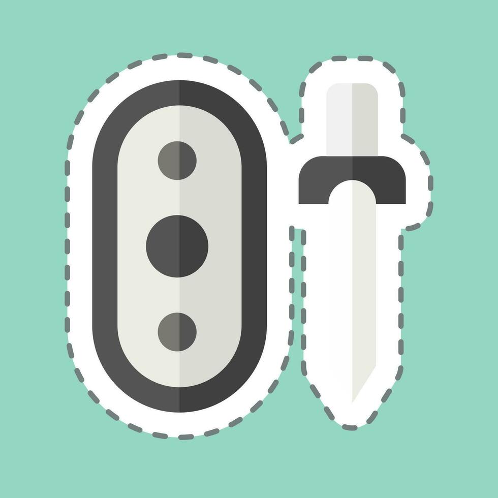 Sticker line cut Weapon. related to Celtic symbol. simple design editable. simple illustration vector