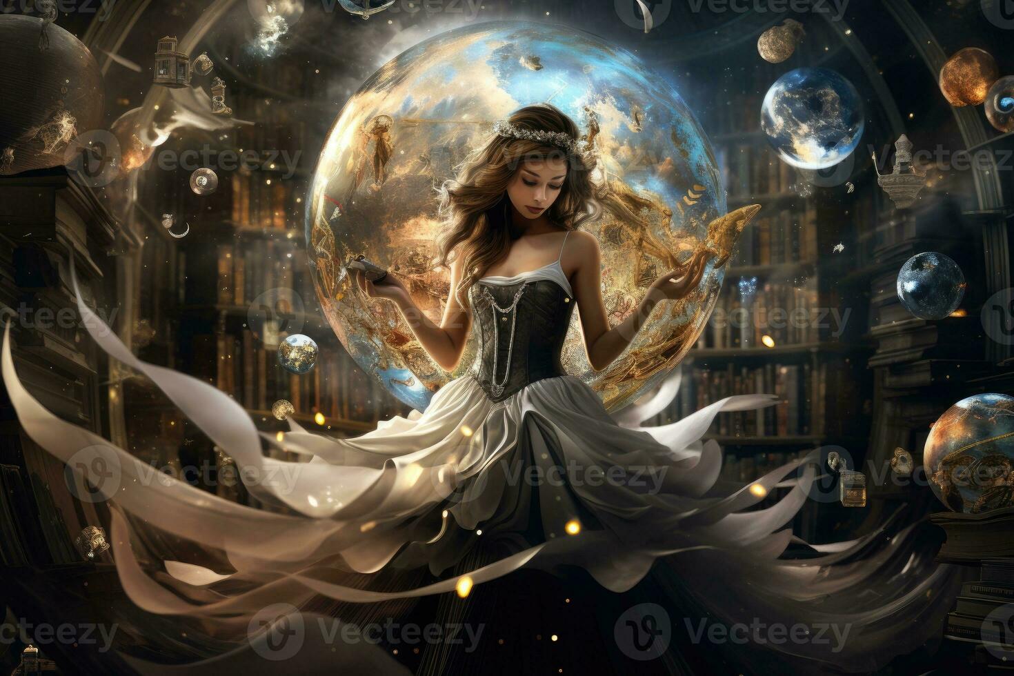 Beautiful young woman in a fantasy world. 3d rendering, Copyrighted Material, Intellectual Property Copyright, AI Generated photo