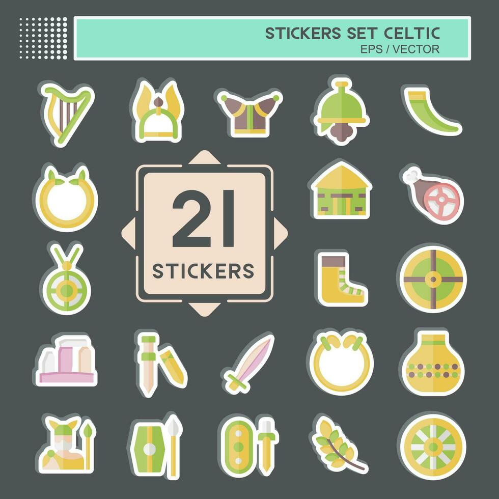 Sticker Set Celtic. related to Mythology symbol. simple design editable. simple illustration vector