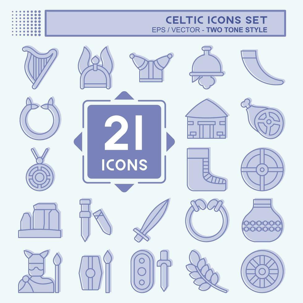 Icon Set Celtic. related to Mythology symbol. two tone style. simple design editable. simple illustration vector