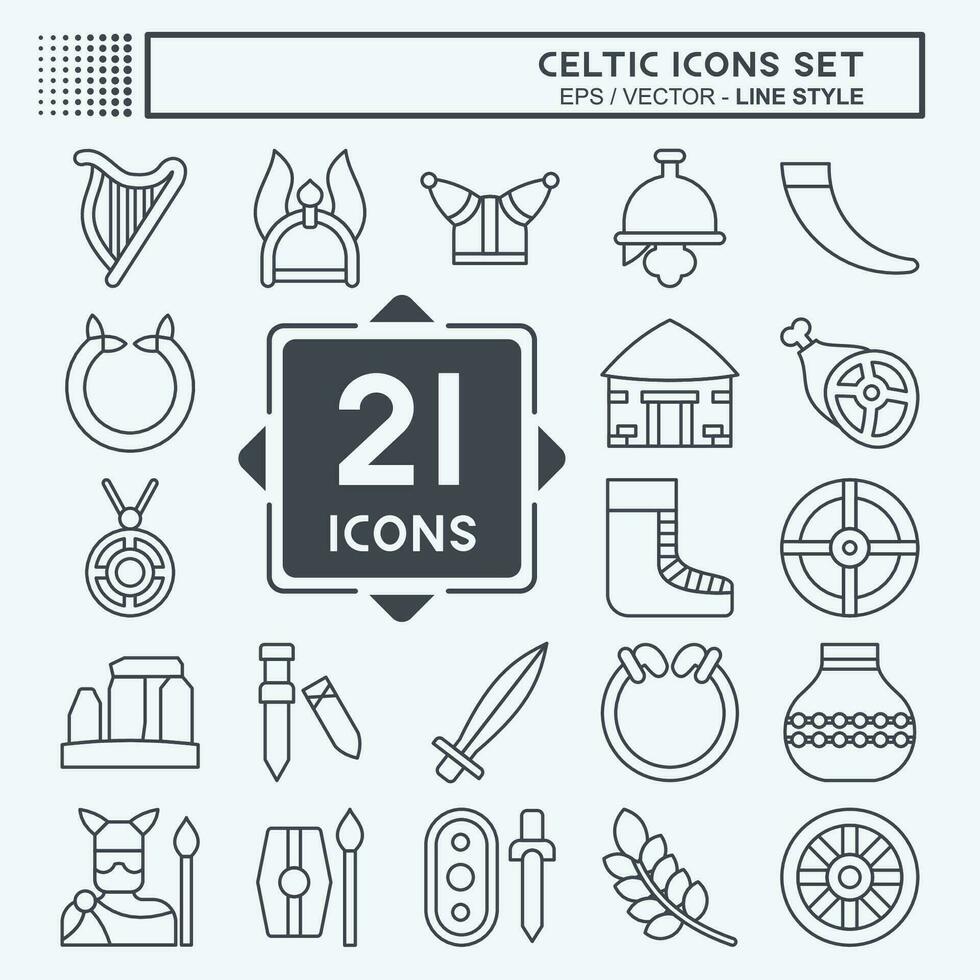 icono conjunto céltico. relacionado a mitología símbolo. línea estilo. sencillo diseño editable. sencillo ilustración vector