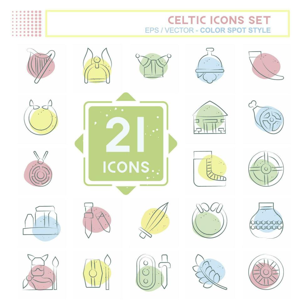 Icon Set Celtic. related to Mythology symbol. Color Spot Style. simple design editable. simple illustration vector