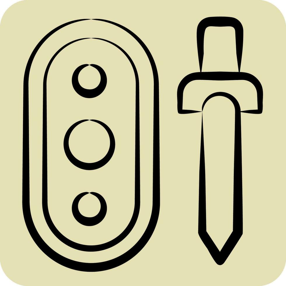 Icon Weapon. related to Celtic symbol. hand drawn style. simple design editable. simple illustration vector