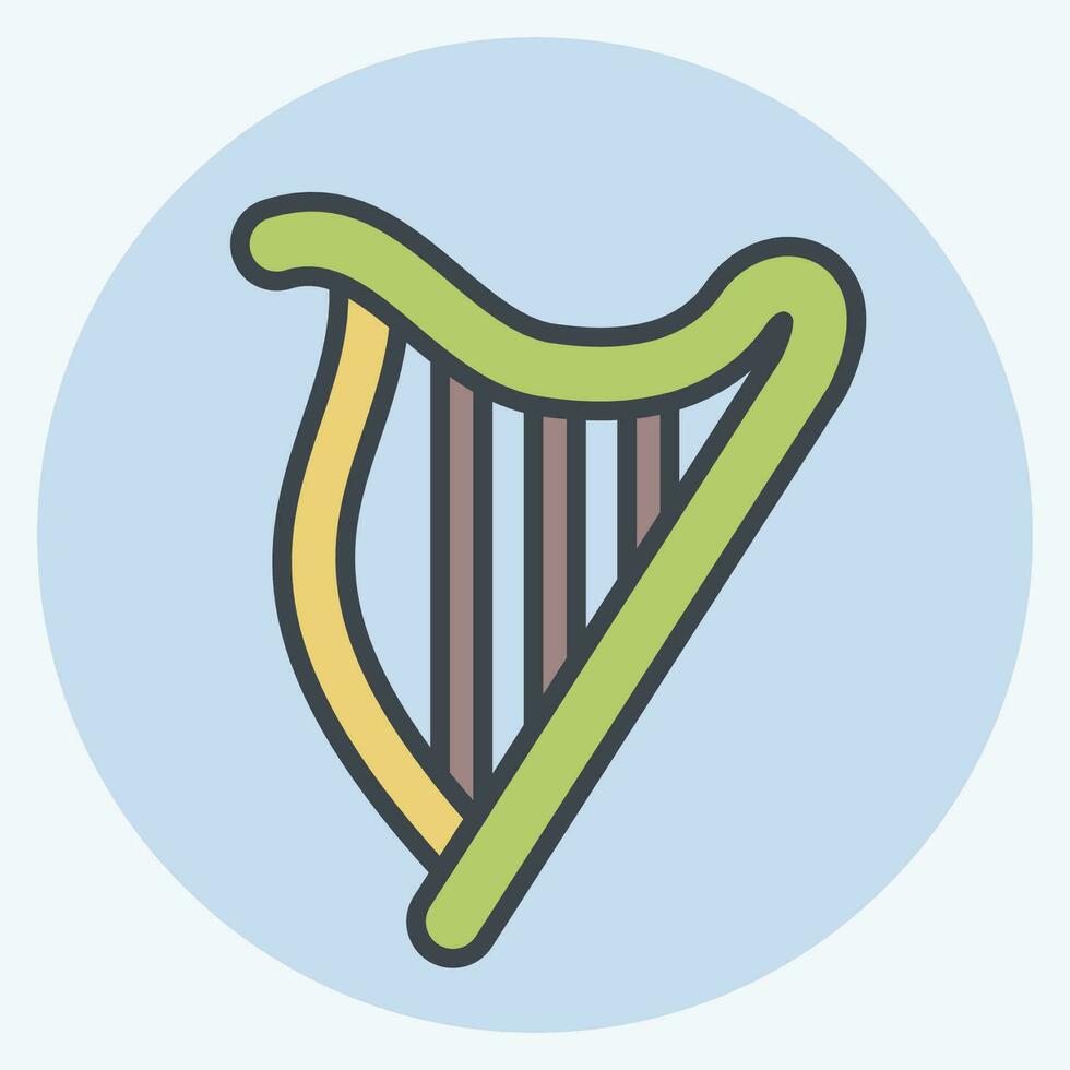 Icon Harp. related to Celtic symbol. color mate style. simple design editable. simple illustration vector