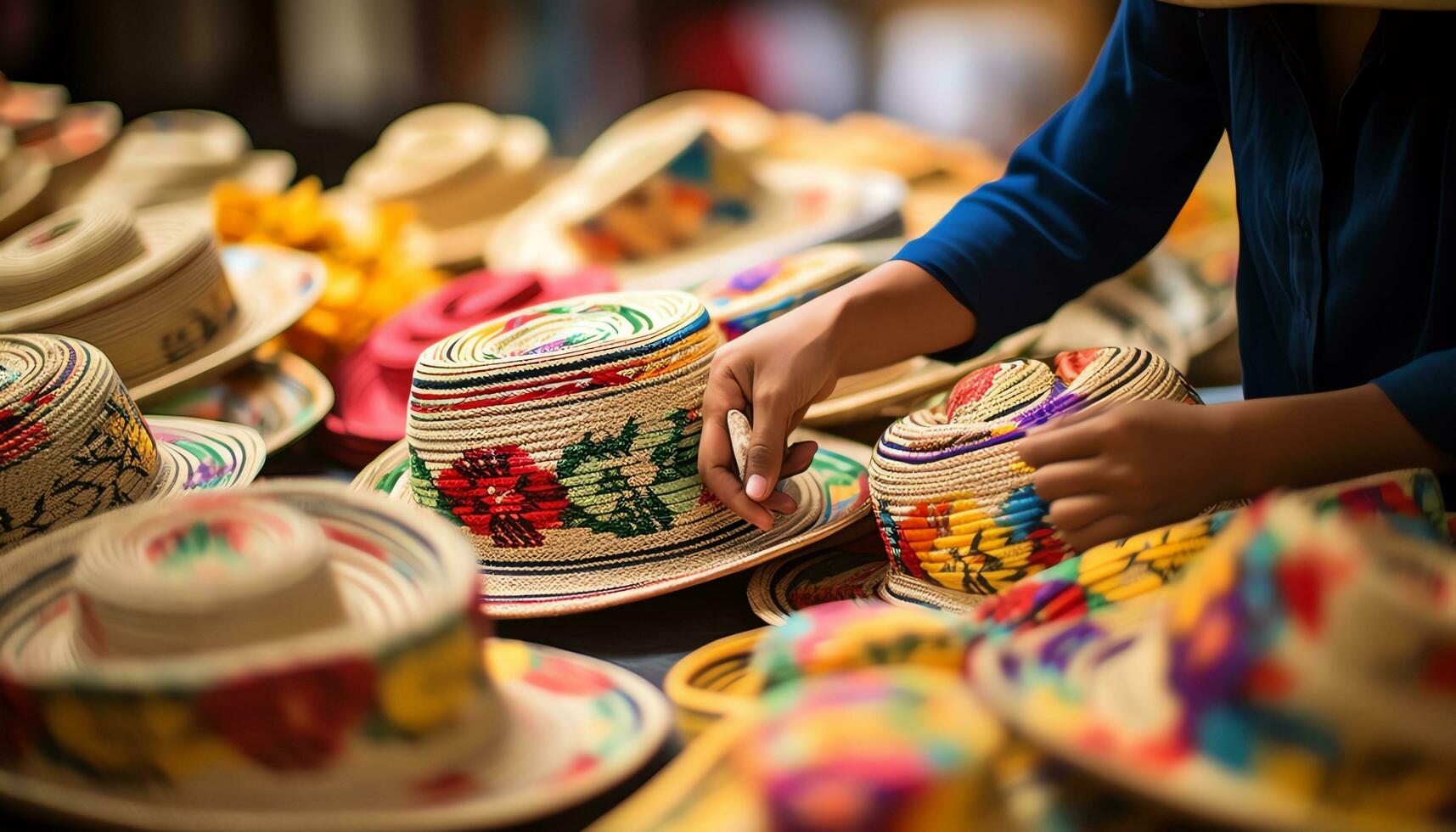 an old man in a hat is working on a string of yarn Ai Generated photo