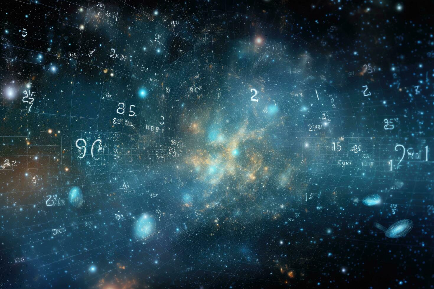 Futuristic space background. Design element for graphics artworks, Mathematical and physical formulas against the background of a galaxy in universe. Space Background on the, AI Generated photo