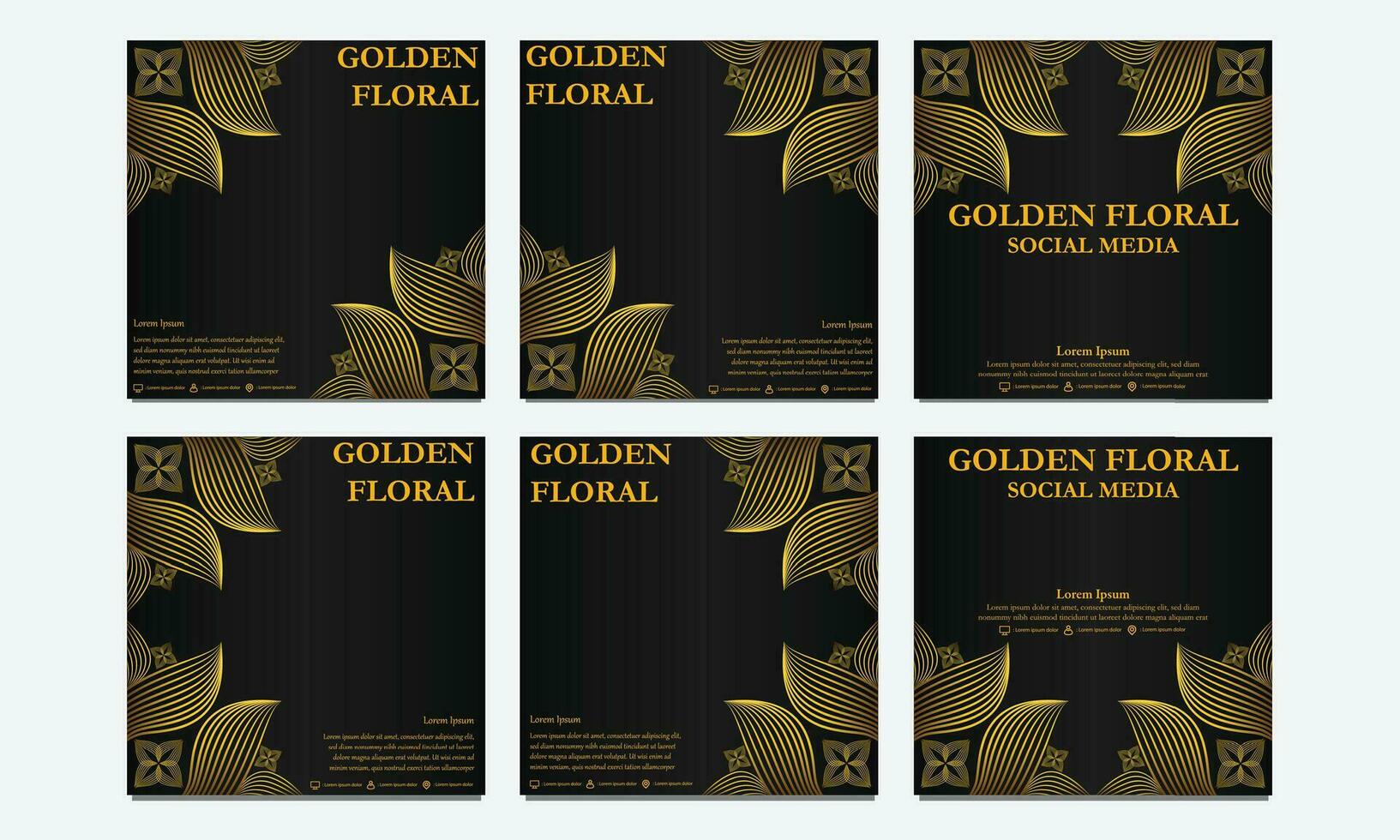 conjunto de lujo dorado floral social medios de comunicación modelo. adecuado para social medios de comunicación correo, web bandera, cubrir y tarjeta vector