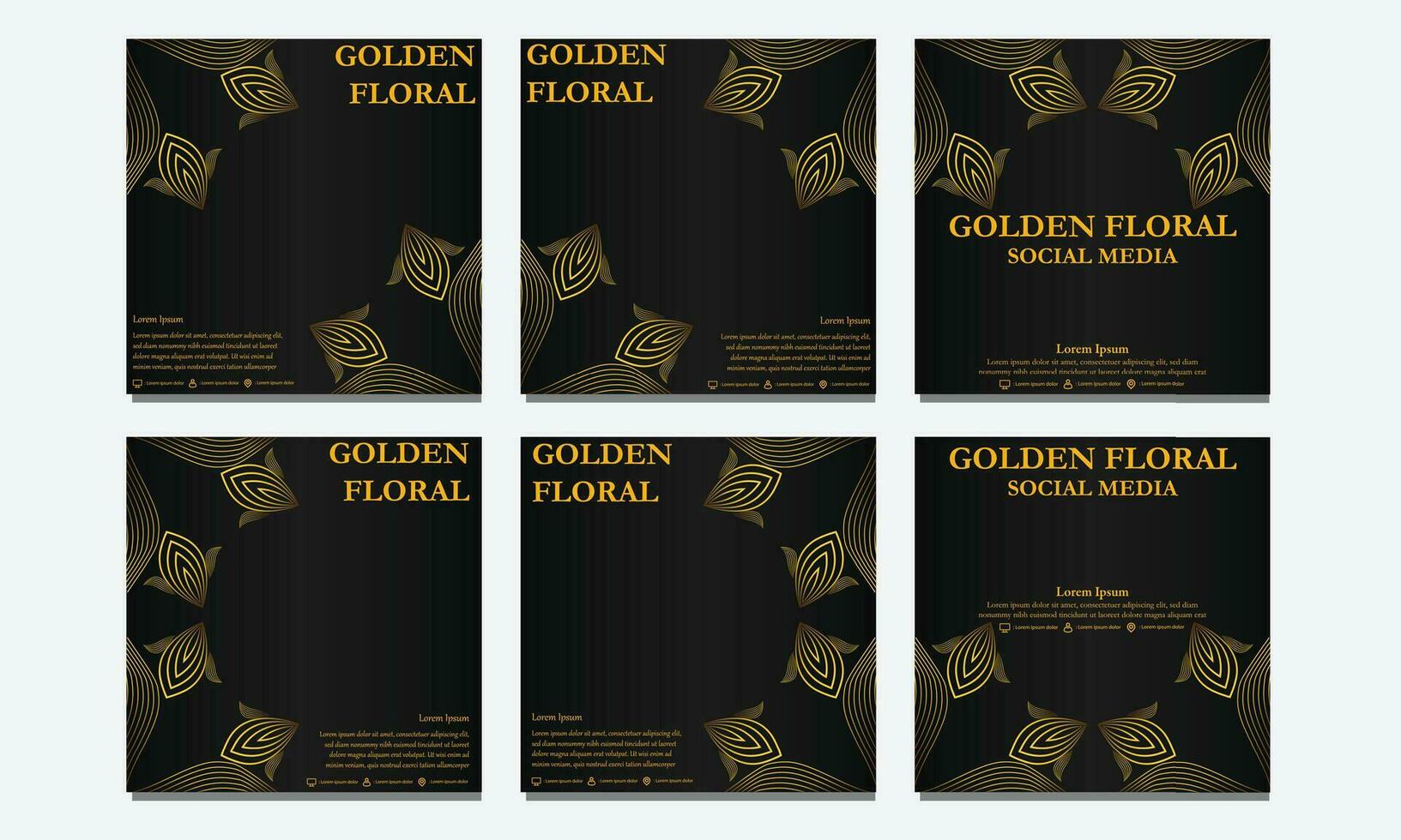 conjunto de dorado floral social medios de comunicación modelo. adecuado para social medios de comunicación correo, web bandera, cubrir y tarjeta vector