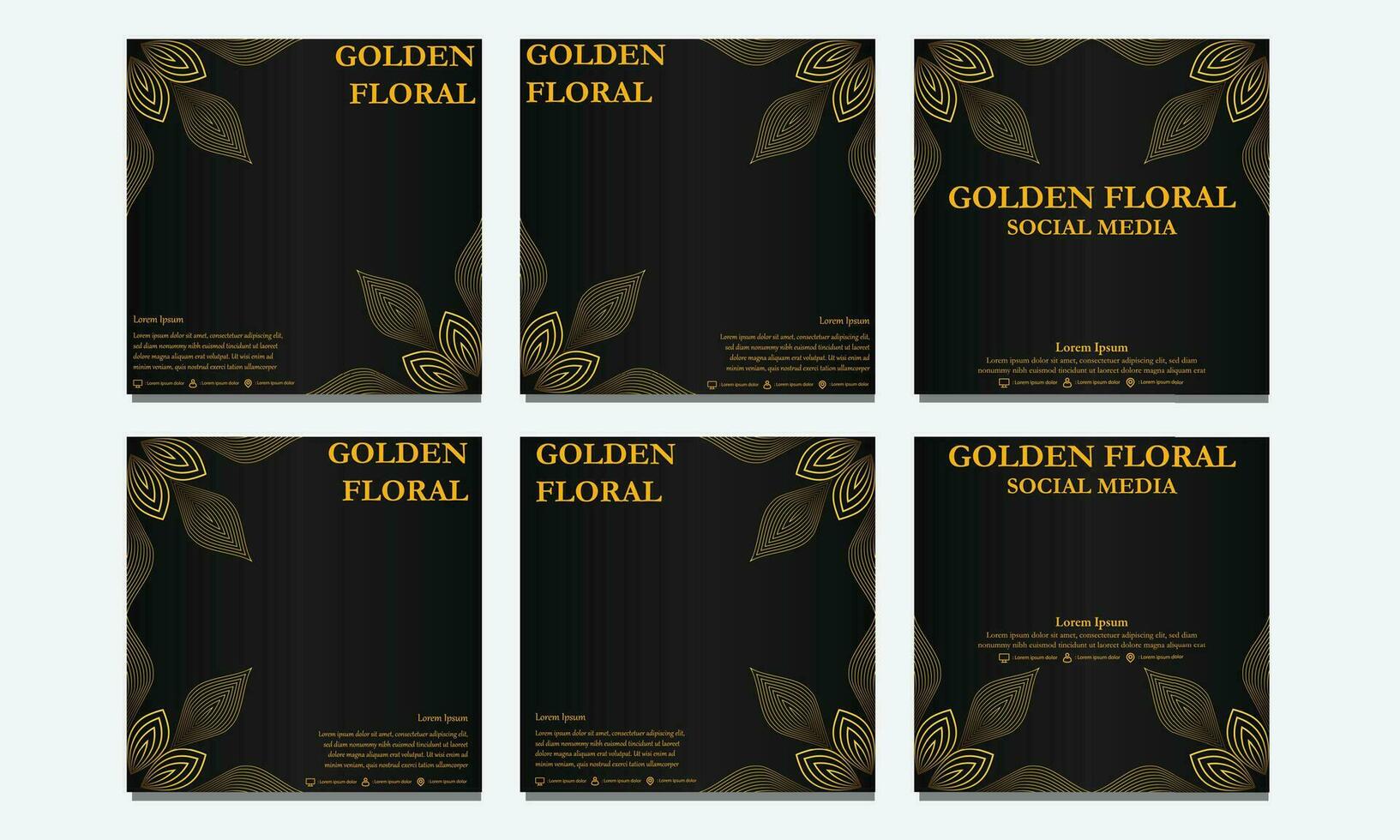 conjunto de dorado floral social medios de comunicación modelo. adecuado para social medios de comunicación correo, web bandera, cubrir y tarjeta vector