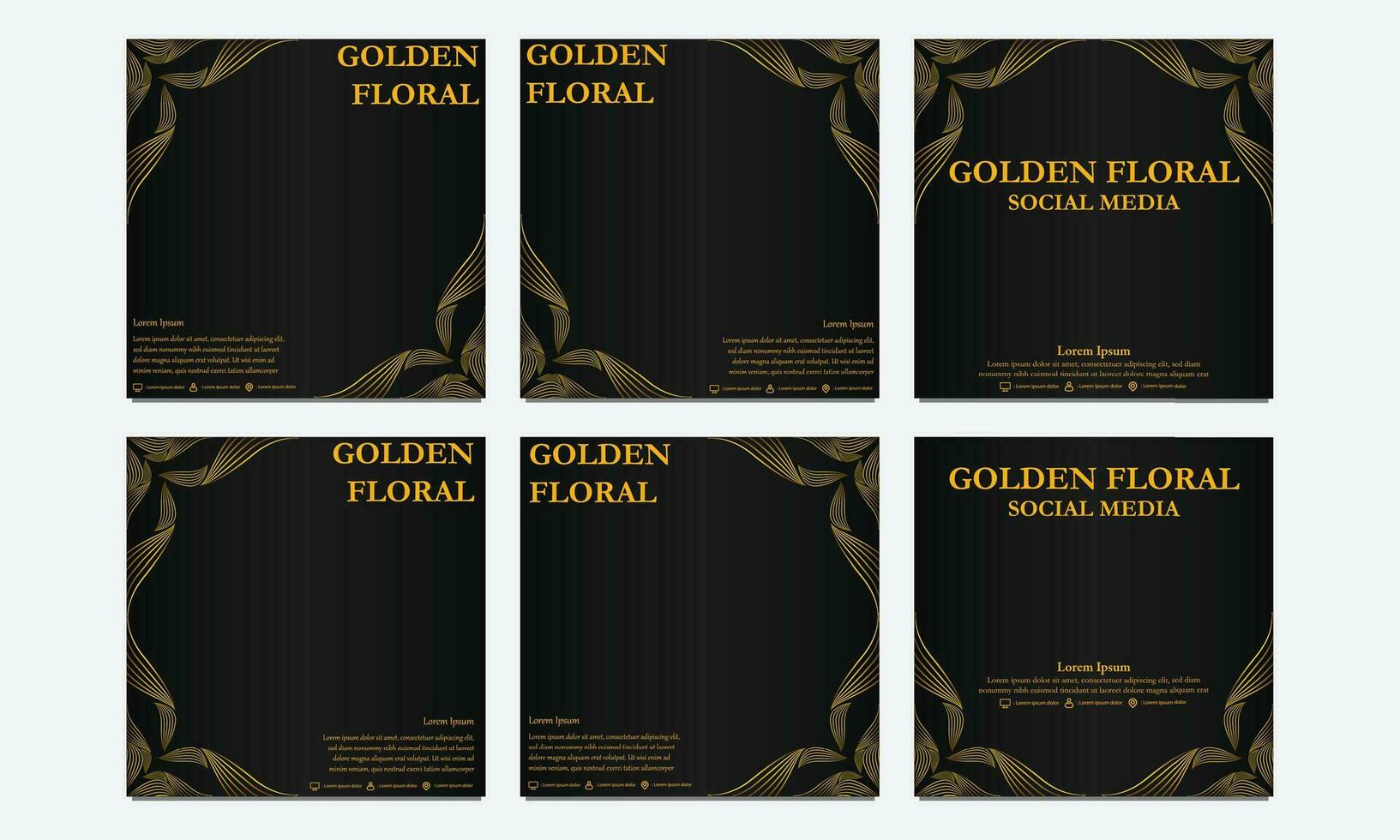 conjunto de lujo dorado floral social medios de comunicación modelo. adecuado para social medios de comunicación correo, web bandera, cubrir y tarjeta vector