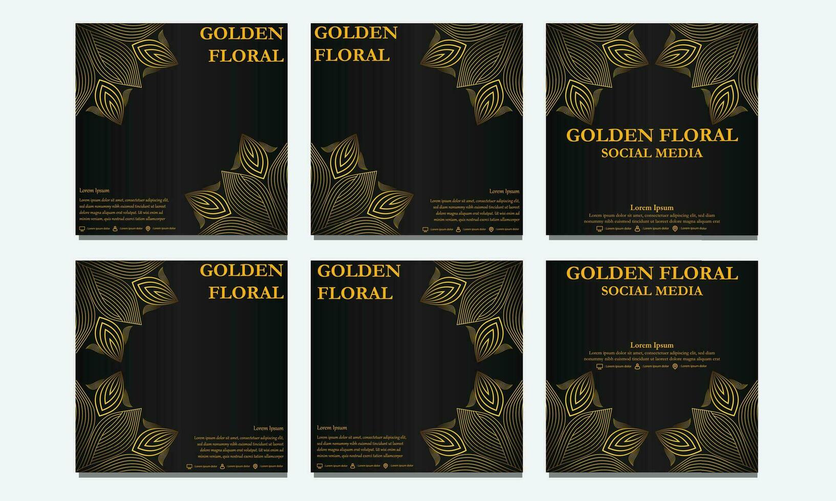 conjunto de dorado floral social medios de comunicación modelo. adecuado para social medios de comunicación correo, web bandera, cubrir y tarjeta vector