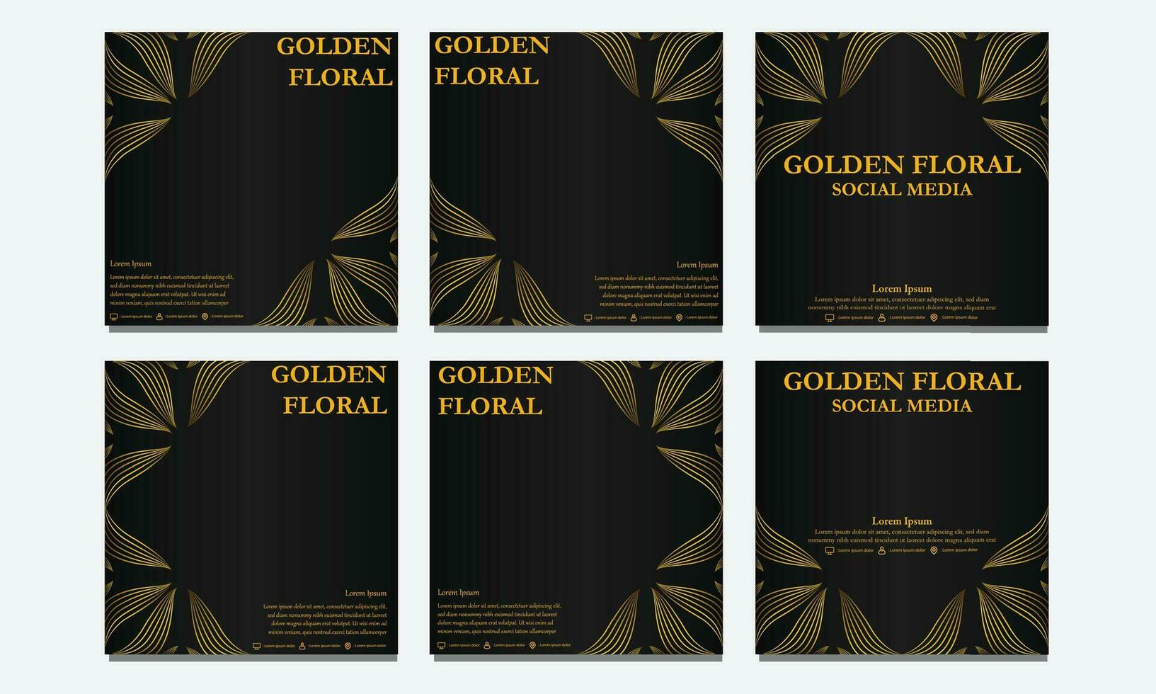 conjunto de dorado floral social medios de comunicación modelo. adecuado para social medios de comunicación correo, web bandera, cubrir y tarjeta vector