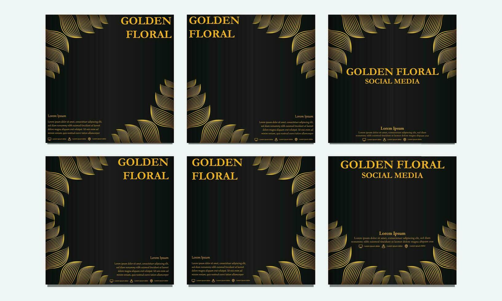 conjunto de lujo dorado floral social medios de comunicación modelo. adecuado para social medios de comunicación correo, web bandera, cubrir y tarjeta vector