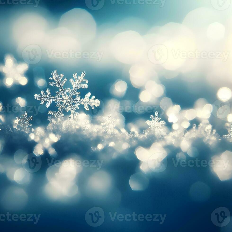 Image of snowflakes among the snow falling from the sky. AI Generative photo
