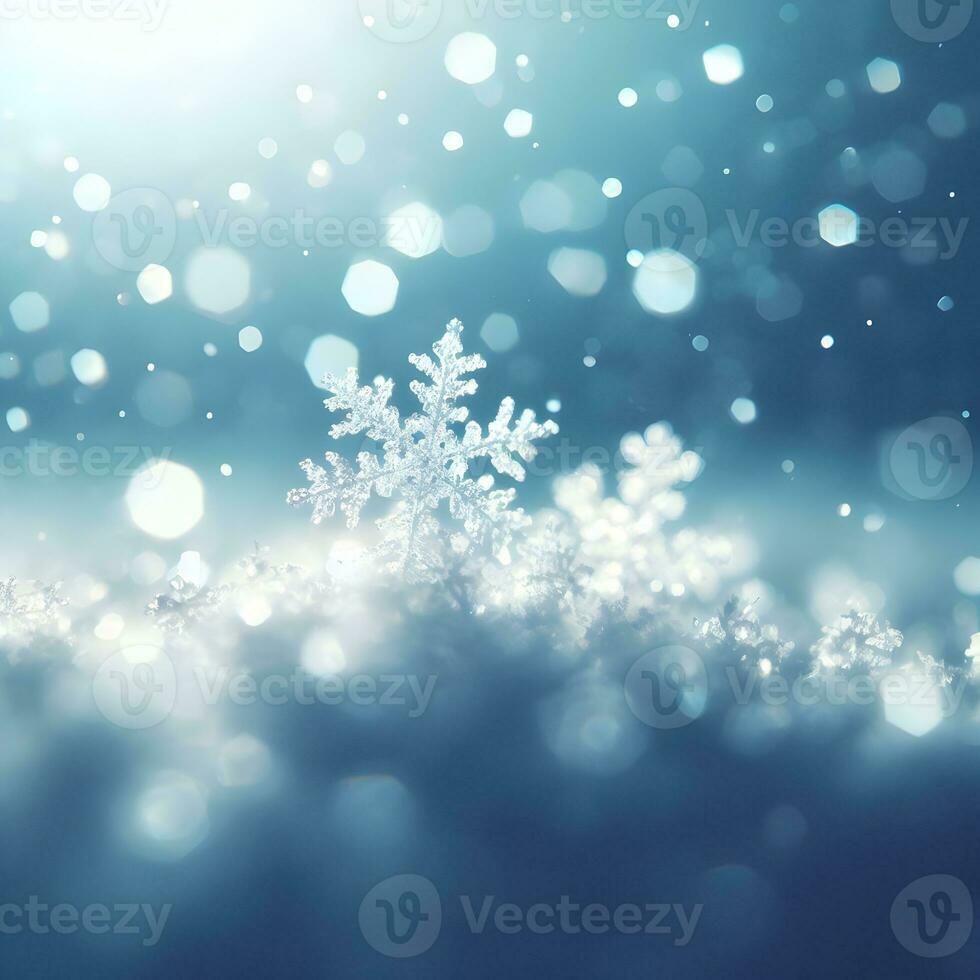 Image of snowflakes among the snow falling from the sky. AI Generative photo