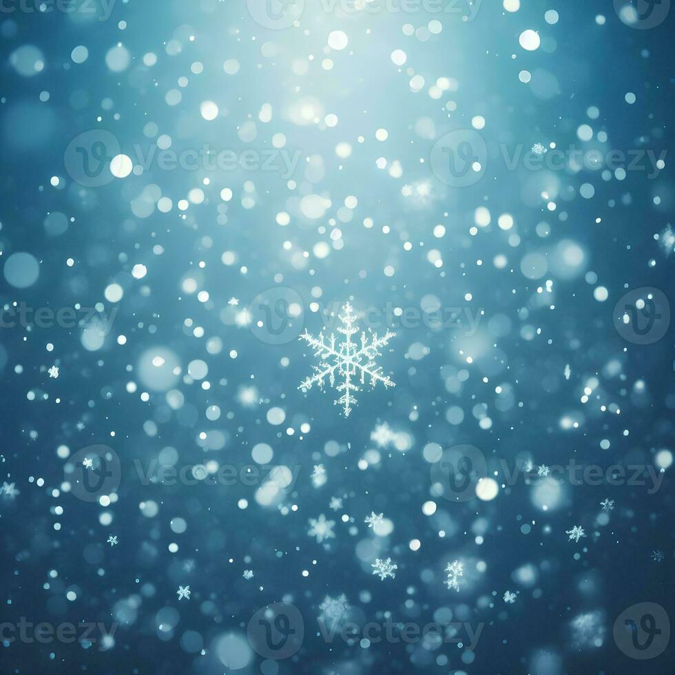 Image of snowflakes falling from the sky. AI Generative photo