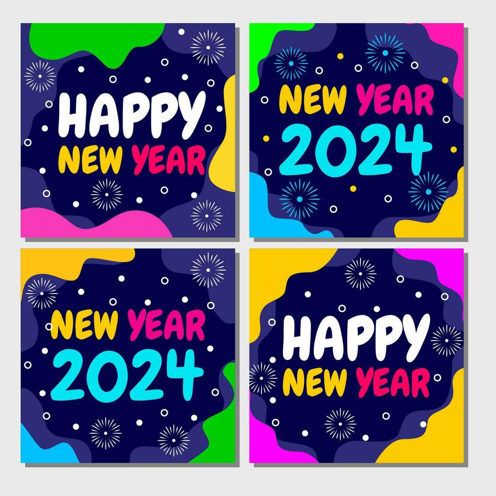 2024 new year feed design for social media with purple background. vector