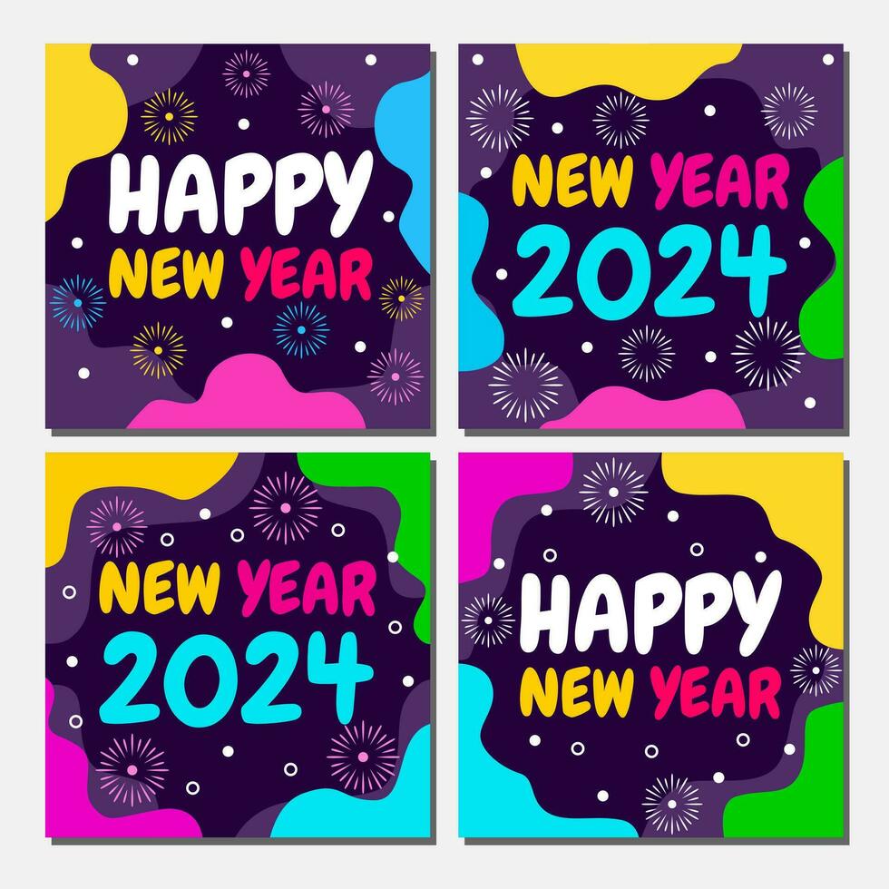 2024 new year feed design for social media with purple background. vector