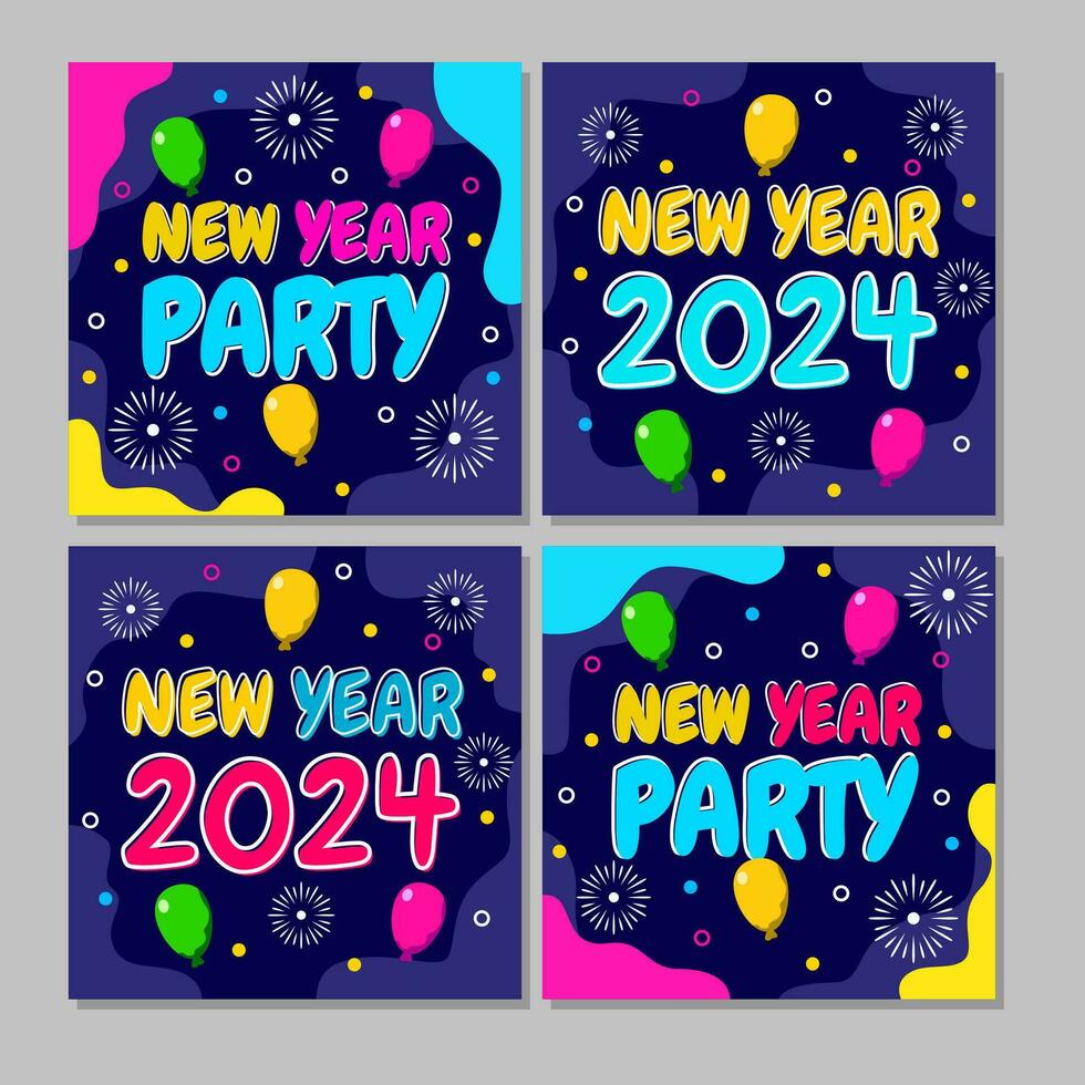 2024 new year feed design for social media with blue background. vector