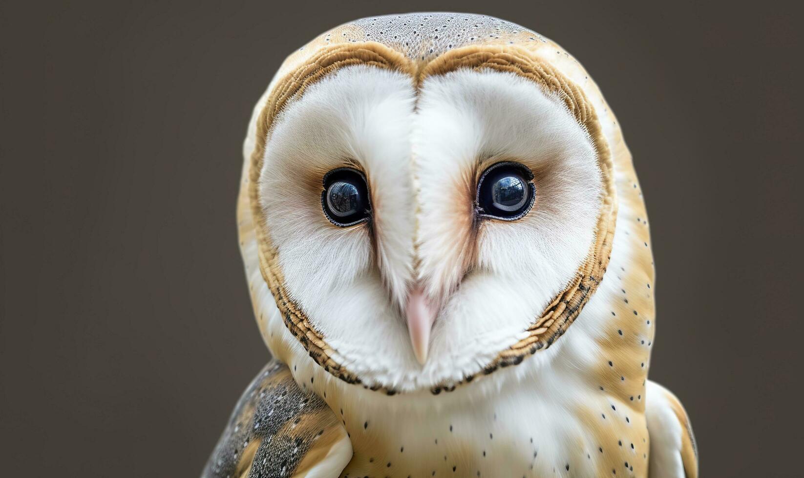 Tyto alba head, a common barn owl. close up. Generative AI photo