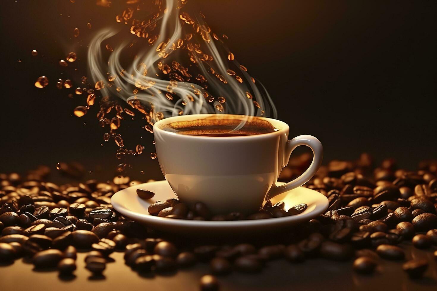 Coffee Bliss. Savoring the Aromatic Symphony of Splashing Beans. Generative AI photo