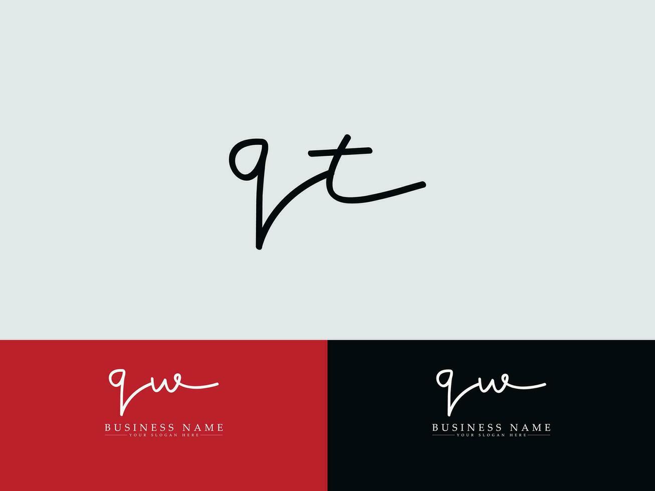Royal Qt Signature Letter Logo, Typography QT Logo Icon Design vector