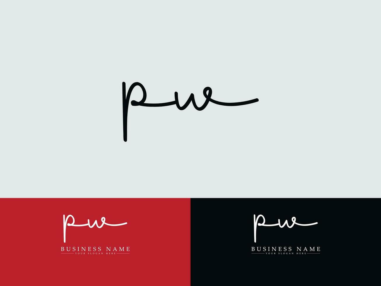 Vintage Pw Signature Logo, Initial PW Business Logo Letter Vector Art