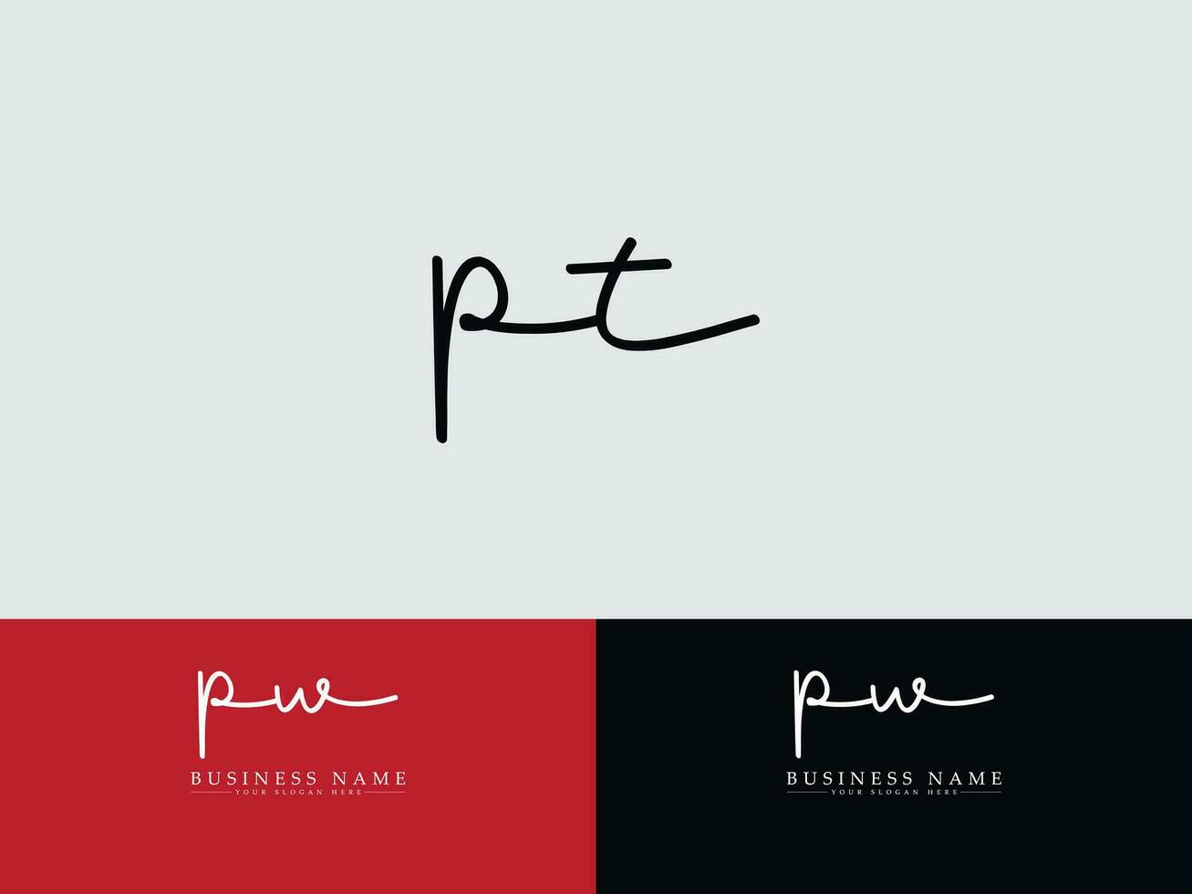 Vintage Pt Signature Logo, Initial PT Business Logo Letter Vector Art
