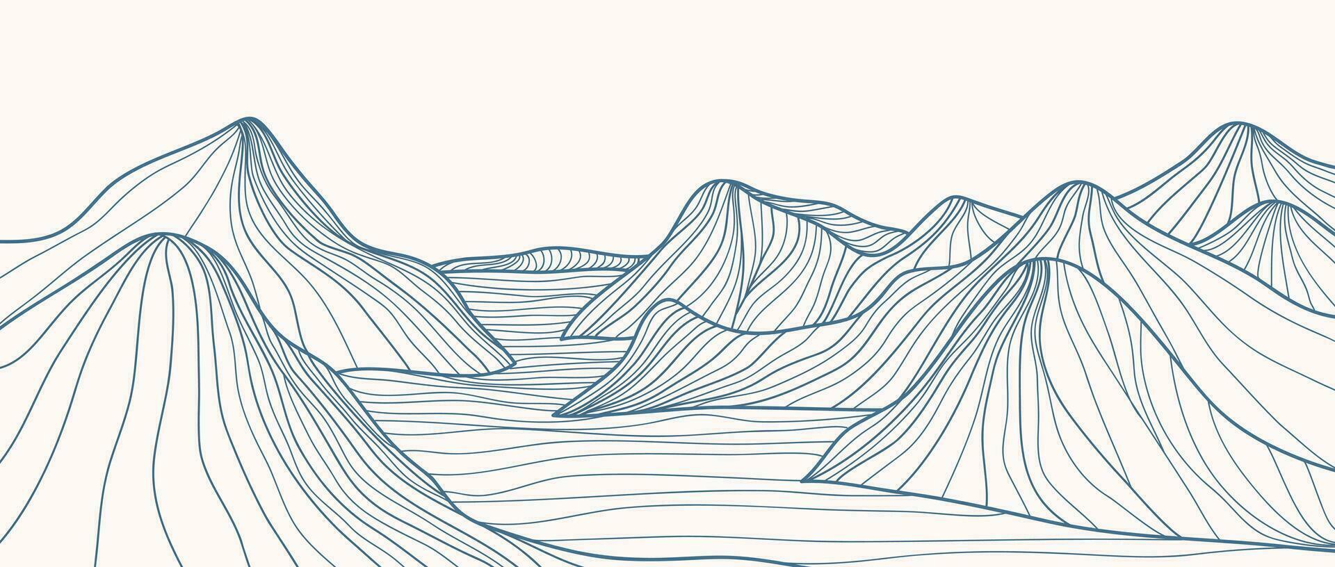 Hand drawn Mountain line arts illustration. Abstract mountain contemporary aesthetic backgrounds landscapes. use for print art, poster, cover and banner vector