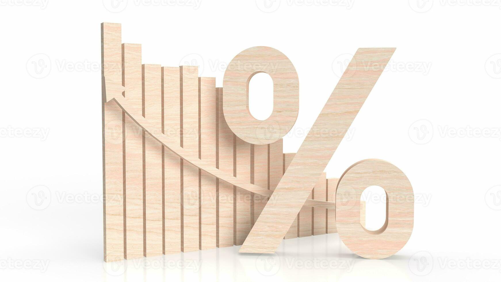 The wood percent and chart for Business concept 3d rendering. photo