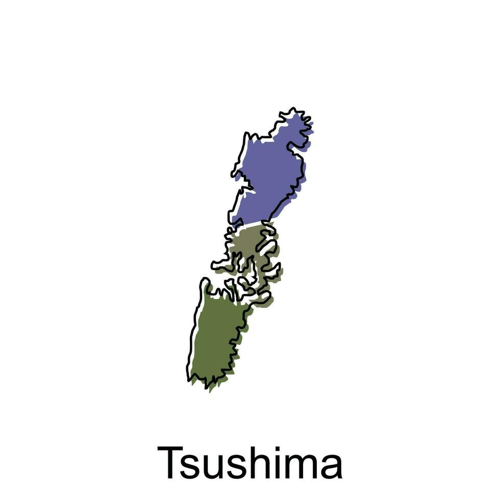 mapa ciudad de tsushima diseño, alto detallado vector mapa - Japón vector diseño modelo