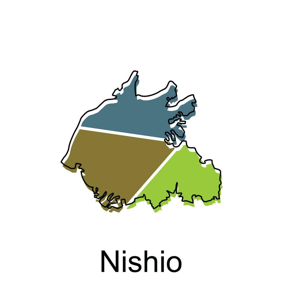 Map City of Nishio design, High detailed vector map of Japan Vector Design Template, suitable for your company