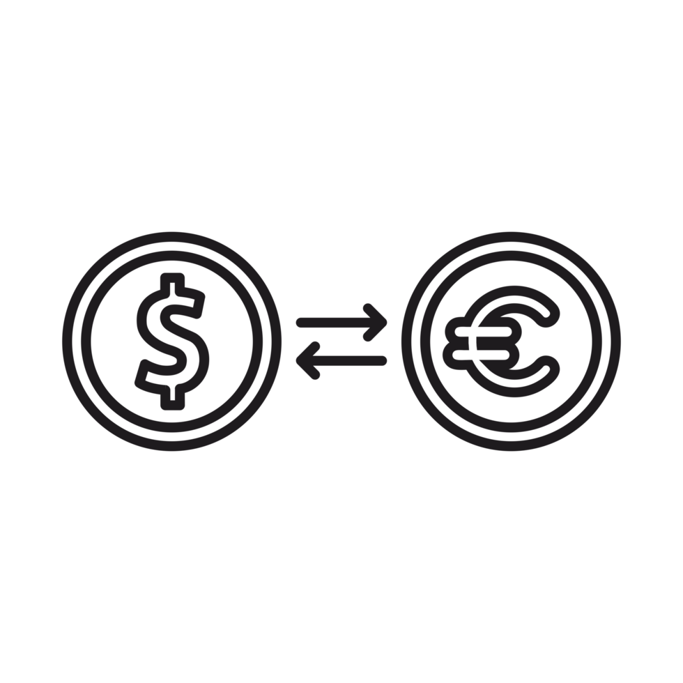 dollar exchange icon with euro transparent background png