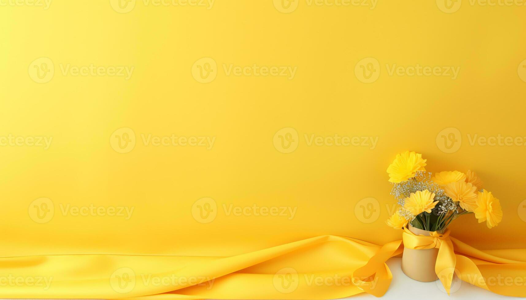 yellow silk fabric background with folds Ai generated photo