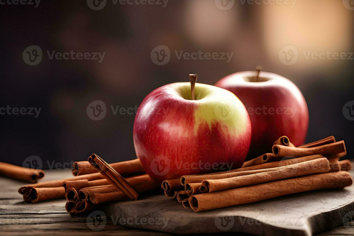 Apple and cinnamon sticks for autumn vibes by AI Generative photo