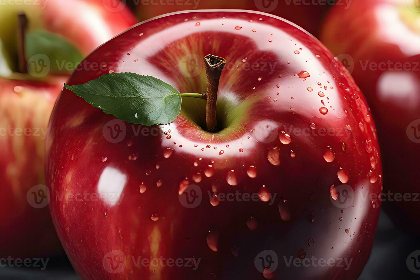 Close up of a juicy red apple by AI Generative photo