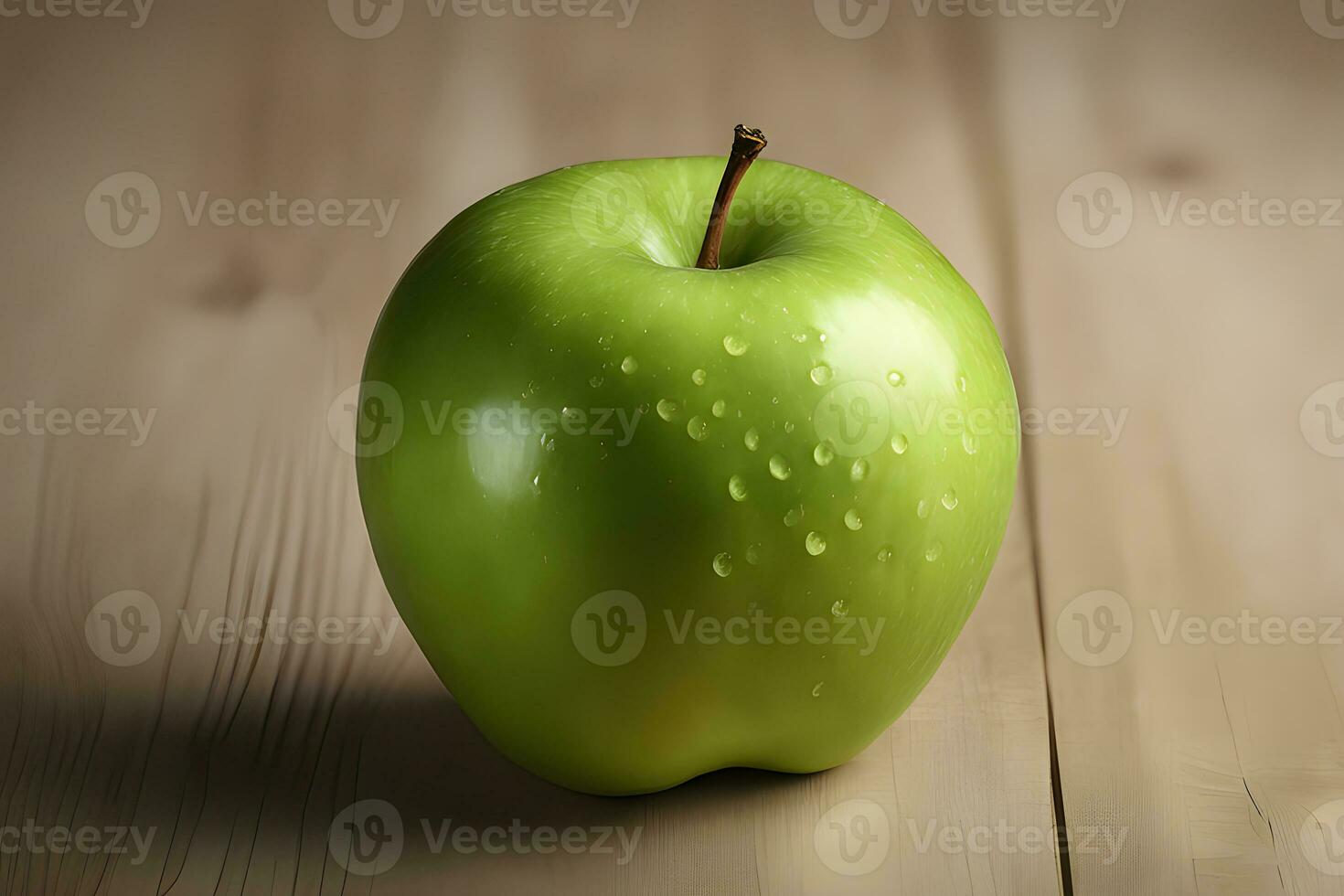 verde jugoso manzana aislado en madera antecedentes por ai generativo foto