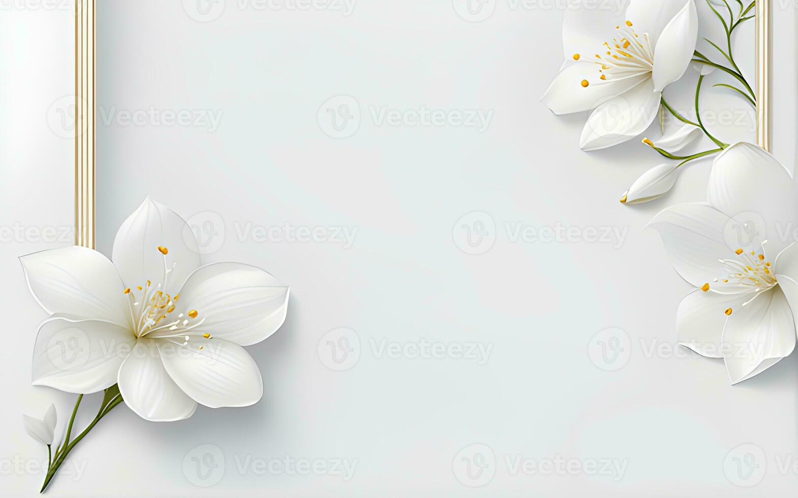 White Flowers paper texture on a White Background by Ai Generative photo