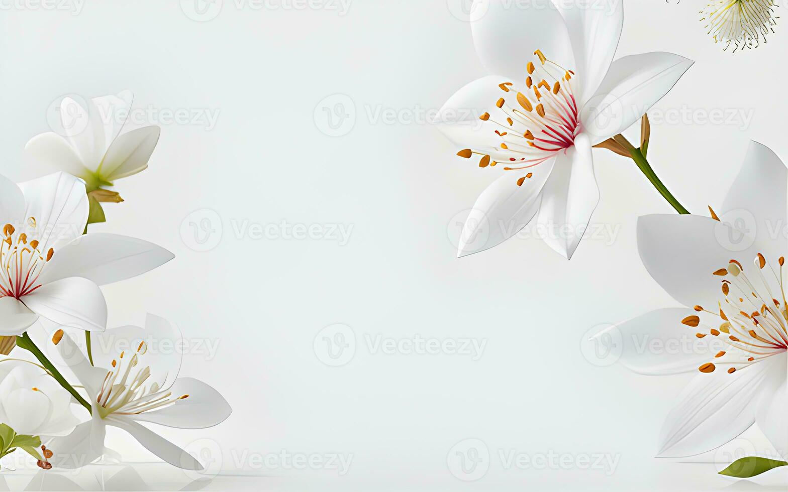 White Flowers paper texture on a White Background by Ai Generative photo