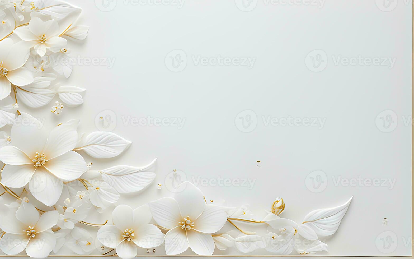 White Flowers paper texture on a White Background by Ai Generative photo