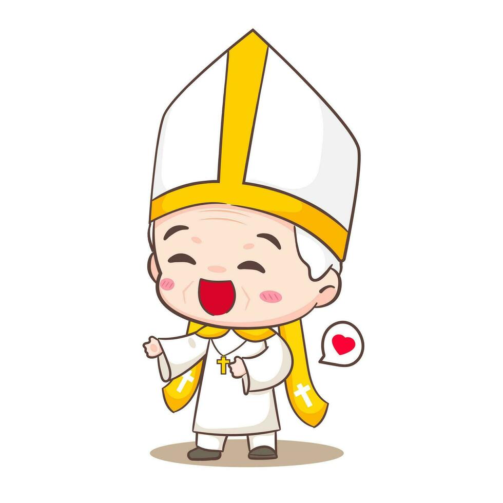 linda papa dibujos animados personaje. contento sonriente católico sacerdote mascota personaje. cristiano religión concepto diseño. aislado blanco antecedentes. vector Arte ilustración.