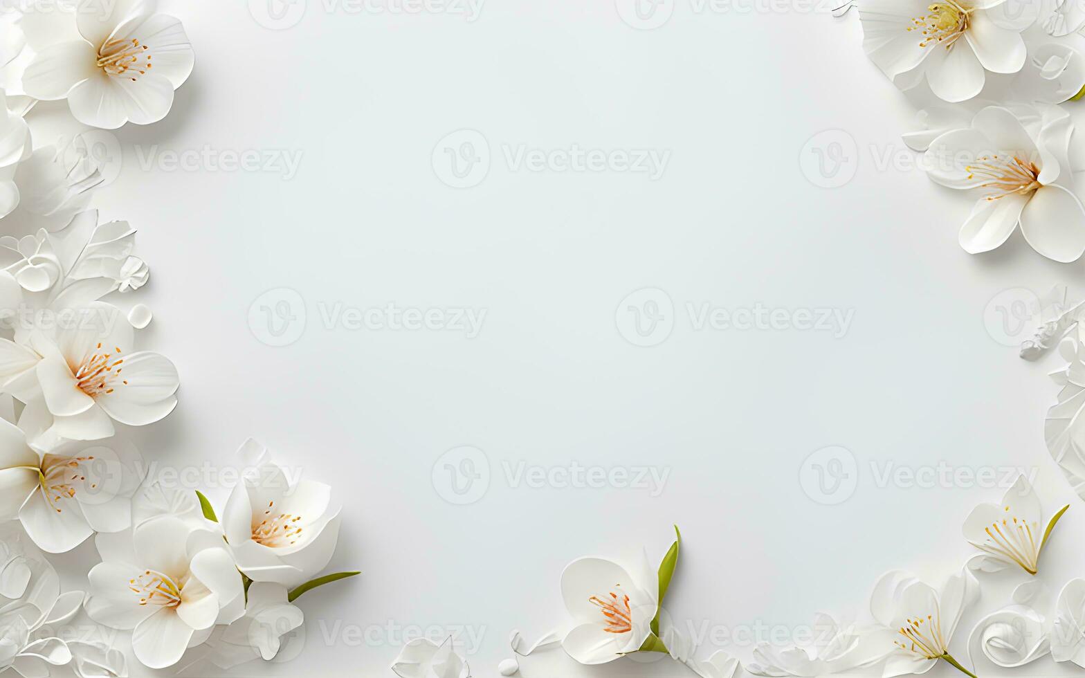 blanco flores papel textura en un blanco antecedentes por ai generativo foto