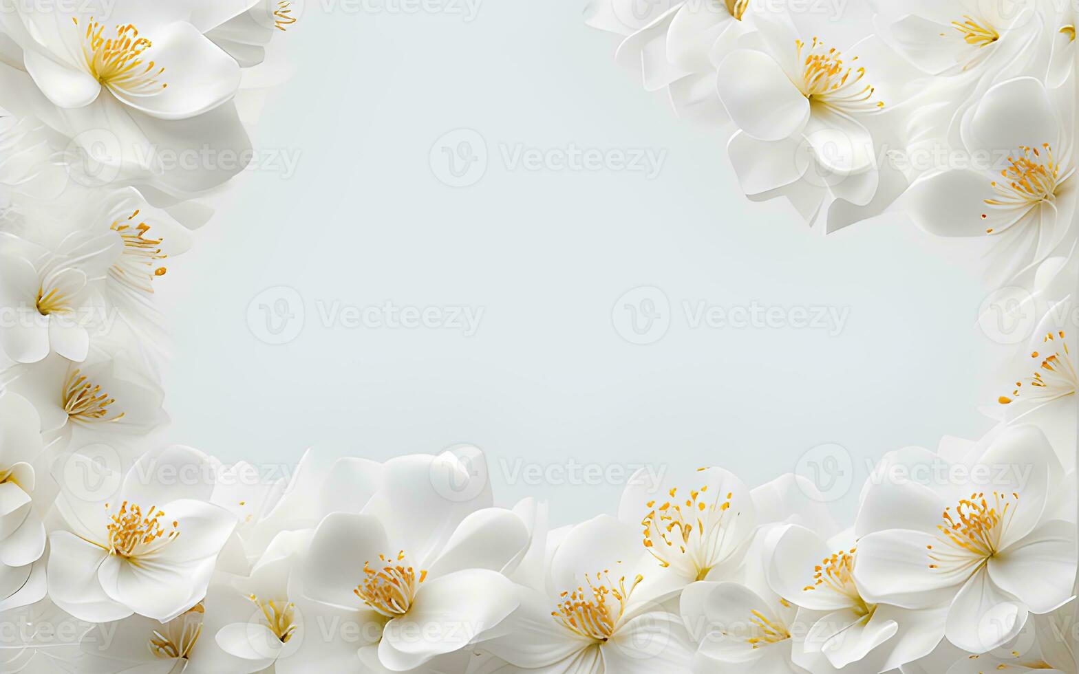 White Flowers paper texture on a White Background by Ai Generative photo