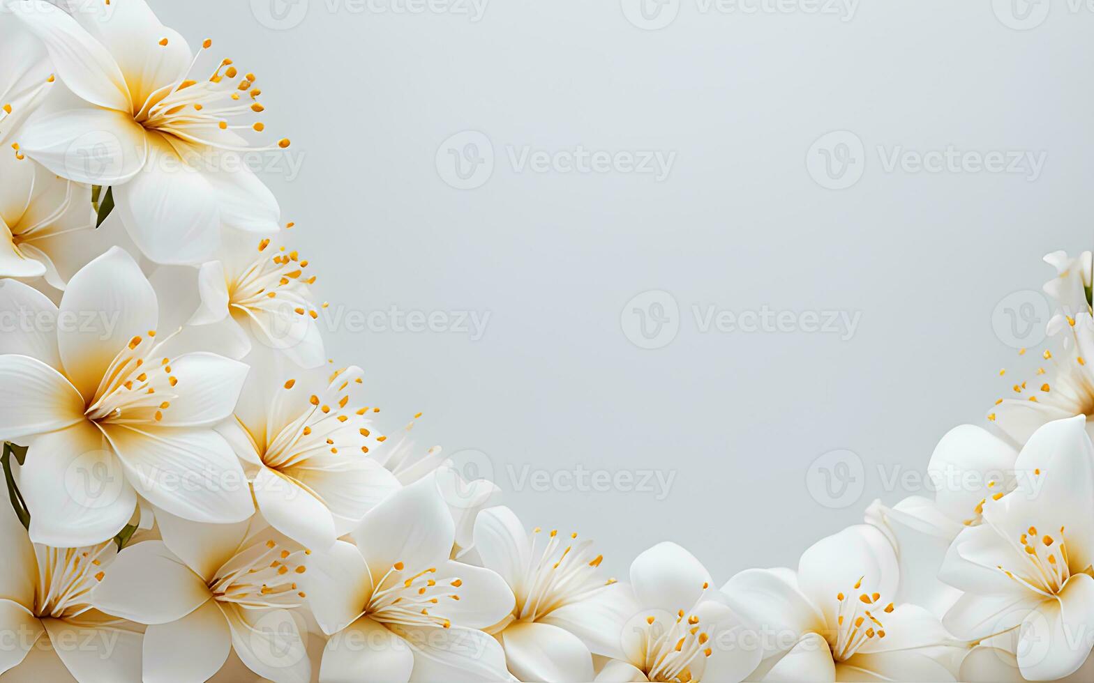White Flowers paper texture on a White Background by Ai Generative photo