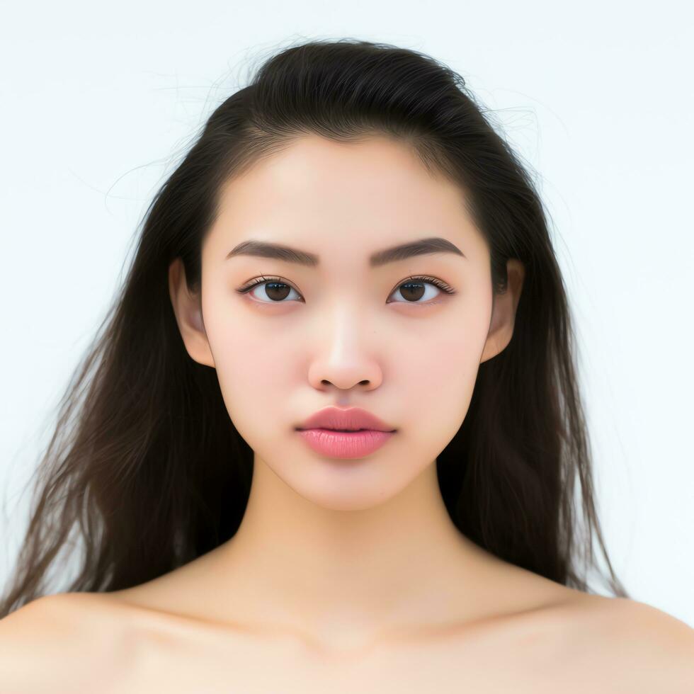 beautiful asian woman in white dress ai generated photo