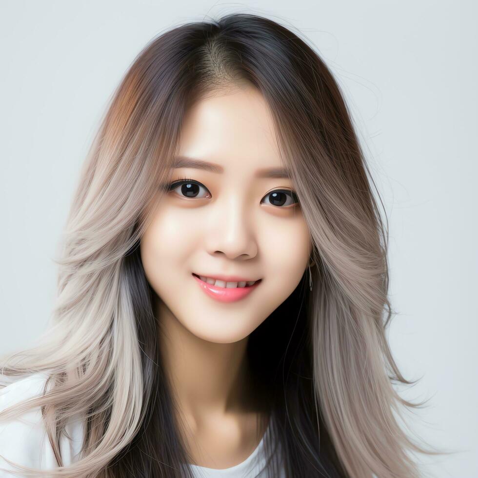 beautiful asian woman in white dress ai generated photo