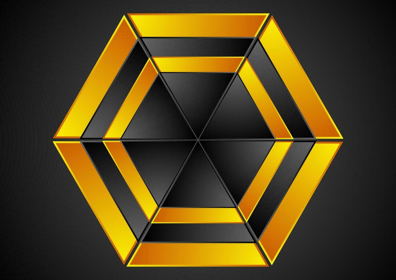 Orange and black shiny glossy hexagon abstract geometry background vector
