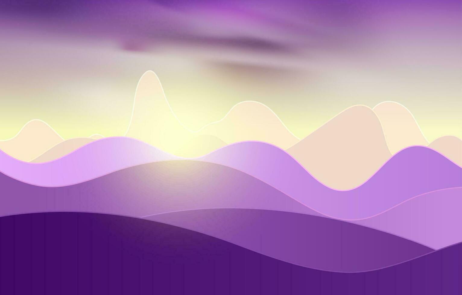 Sunset landscape with fields and hills vector