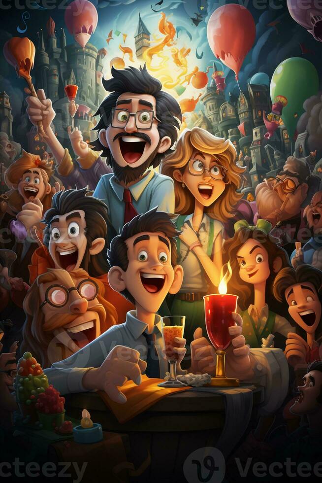 Party cartoon poster photo